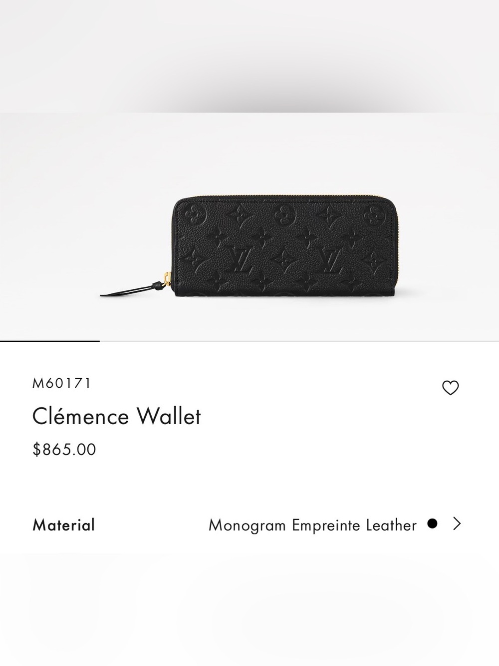 Louis Vuitton Black Monogram Empreinte Zip-Around Wallet with Gold Hardware